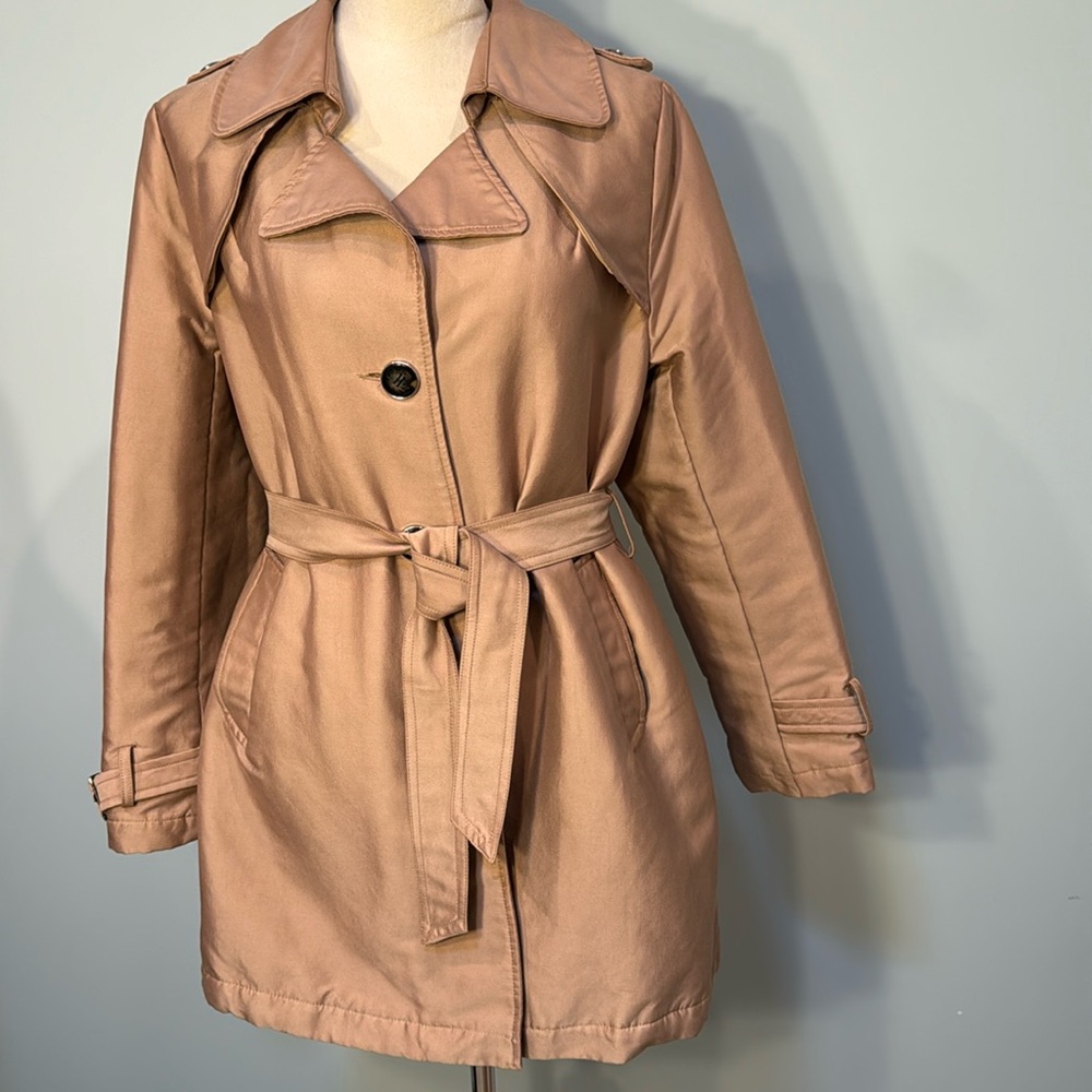 Harve Benard quilted lined tan trench coat Size S